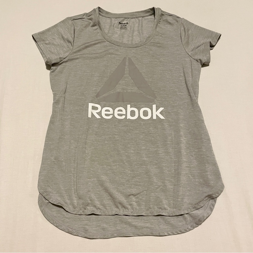 Reebok Heather Grey Graphic Logo Training Tee Womens Size Medium